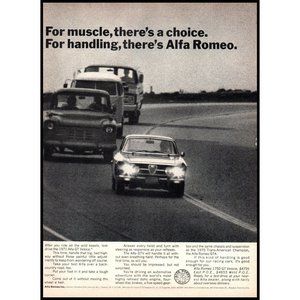 1971 Alfa Romeo GT Veloce Vintage Print Ad Highway Handling Italian Car Wall Art